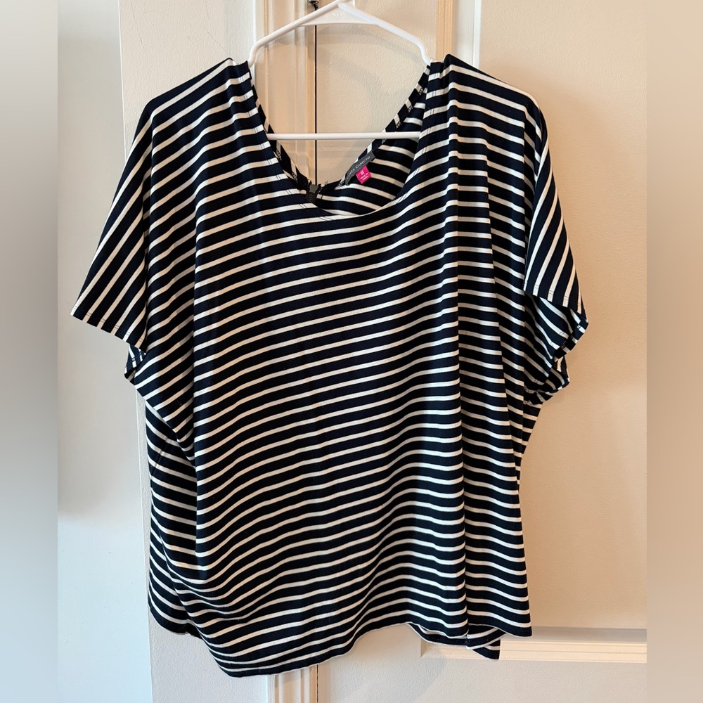 Navy and White Striped Short Sleeve Top